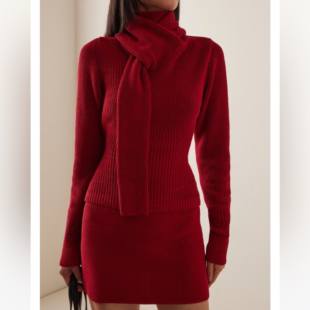 AYA MUSE - Red Knit Skirt Set